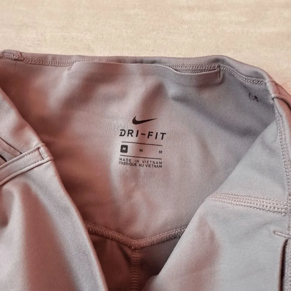 Nike Dri-Fit Leggings Mauve-Purple One Lux 7/8 Lacing Tights Medium Running Yoga